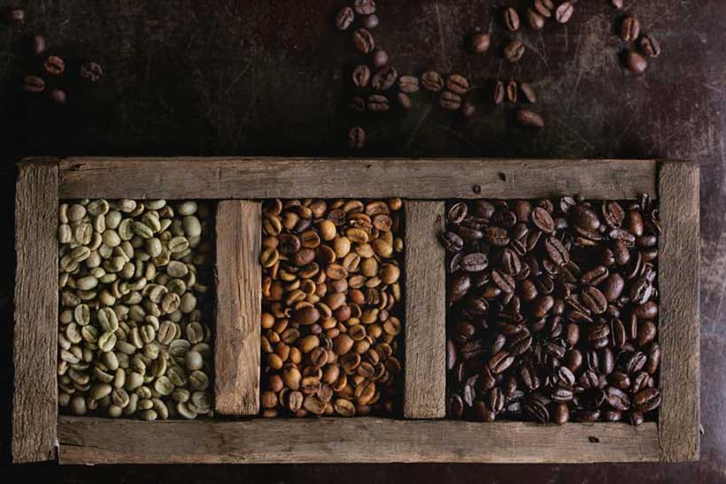انواع رنگ دانه های رست شده قهوه