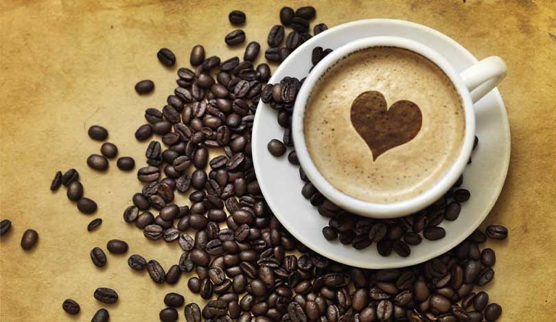 latte coffee art heart coffee beans