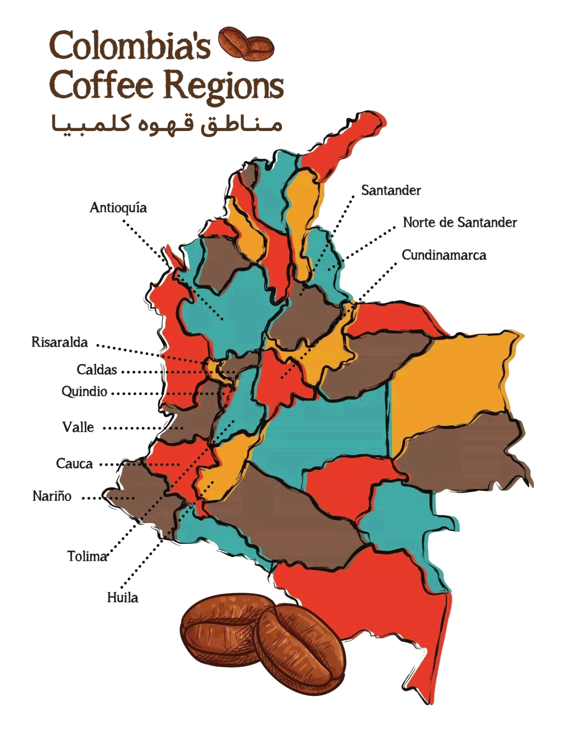 Colombia-coffee-regions مناطق قهوه کلمبیا
