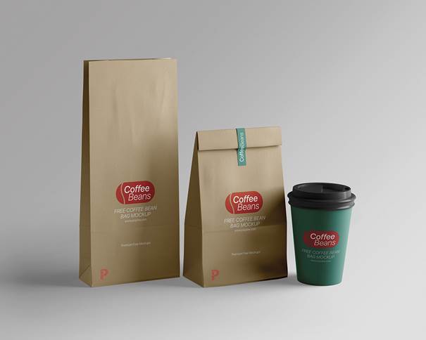 تصویری از بسته‌بندی کاغذی دانه‌های قهوه 