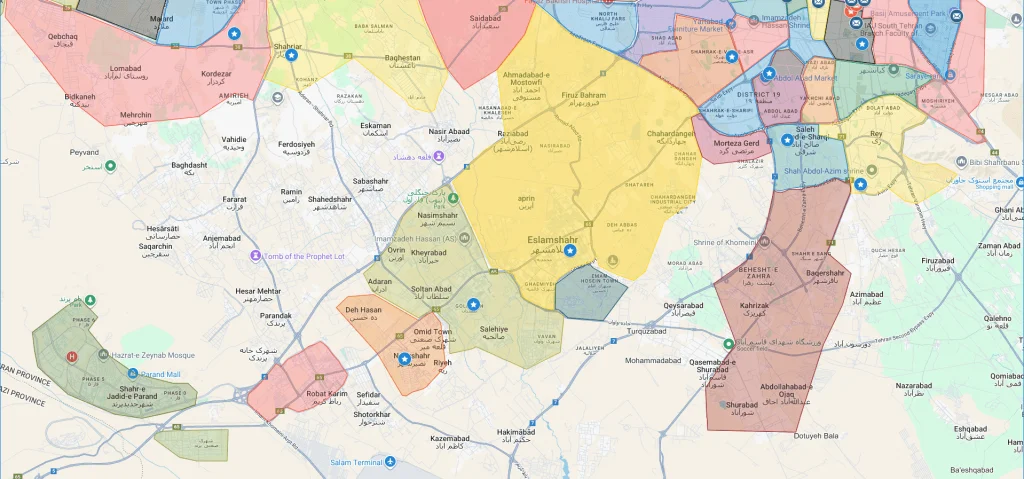 نقشه شهر تهران